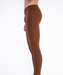 Men's <b>Brown</b> Full Length Compression <b>Leggings</b> Solid Color Elastic Waist Spandex Nylon Material - Product Image 4