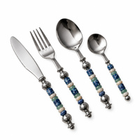 Ensemble de couverts minimalistes en acier inoxydable, finition miroir, manche en plastique noir, passe au lave-vaisselle, pour mariage et table à manger à domicile