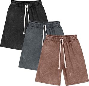 Shorts en molleton surdimensionnés personnalisés effet vieilli, en coton épais de qualité supérieure avec détails en strass, style streetwear décontracté - Product Image 2
