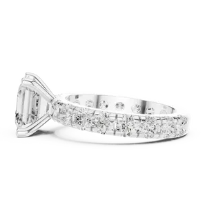 Bague de fiançailles en diamant de laboratoire taille Asscher en or massif 18 carats certifiée IGI VVS E-F avec large alliance éternité et bijoux d'accompagnement - Product Image 4
