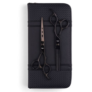Coffret de ciseaux de coiffure noir mat en acier inoxydable, ciseaux de barbier et outils de coiffage pour salon, fournisseur en gros - Product Image 1