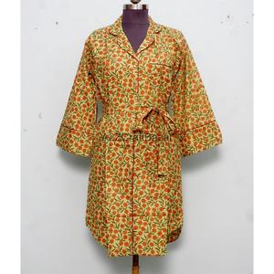 Vestido Largo Bohemio 100% Algodón Puro con Estampado Floral, Mangas Campana, Cuello en V, Estampado a Mano, Midi, Ecológico, Casual - Product Image 4