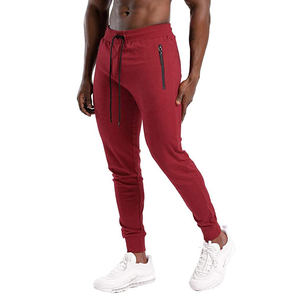 Pantalon de jogging droit en toile respirante et légère pour homme, taille élastique rouge, poches latérales, fermeture demi-fermeture, tricoté - Product Image 3