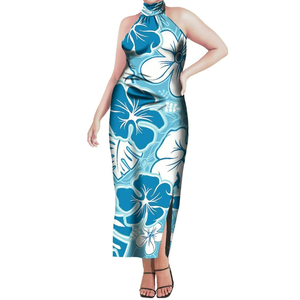 New Custom Hawaiian Style Polynesian <b>Halter</b> Backless Evening Dresses Brown Cyathea Dealbata Print Off Shoulder Sexy Pencil Dress - Product Image 3
