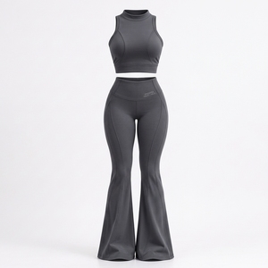 Women's <b>Black</b> <b>Leggings</b> Set Sports Bra Yoga Workout Activewear Fitness Clothing Custom Private Label OEM ODM - Product Image 1