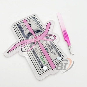 Diseño de dólar Acrílico Lash Tile Acero sostenible 90 grados Dos tonos Pinzas de extensión de pestañas Impresión personalizada Logo Pinzas para pestañas - Product Image 2