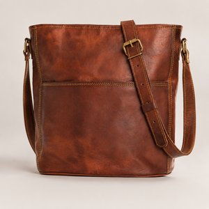 Brown Genuine Leather Crossbody Tote Bag Vintage Shoulder <b>Handbag</b> Adjustable Strap Premium Travel Office Bag for Women Handmade - Product Image 3