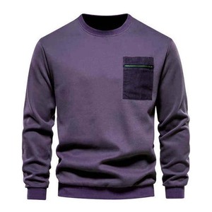 เสื้อสเวตเชิ้ตคอกลมผู้ชาย สีพื้น ทรงปกติ ผ้าฝ้ายถัก แขนยาว สไตล์ลำลอง ใส่ได้ในฤดูใบไม้ร่วง - Product Image 6