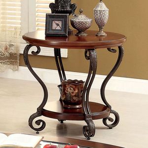 Ornate Design 1pc Traditional Style <b>Brown</b> Cherry Console <b>Table</b> with Open Bottom Shelf for Living Room Furniture - Product Image 1