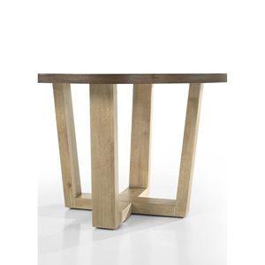 Tavolo da pranzo rotondo contemporaneo Brutus da 47 pollici di larghezza, in noce vintage con base color grano - Product Image 3