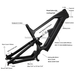 Cadre en fibre de carbone <span class=keywords><strong>Dengfu</strong></span> E10 EMTB Suspension complète AM Frame Bafang M510 M560 Moteur moyen VTT électrique Batterie 17.5AH - Product Image 4