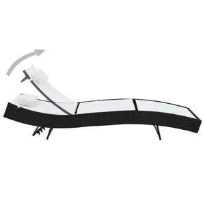 Chaise longue extra longue avec structure en acier noir et polyrotin avec Textilene - Pour la détente en plein air - Product Image 2