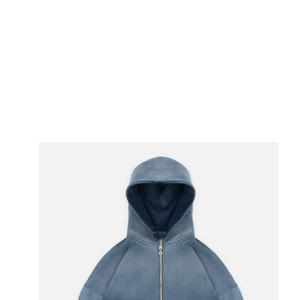 Hoodie surdimensionné de style mode avec effet vieilli intense, double fermeture éclair, personnalisable, streetwear universitaire - Product Image 5