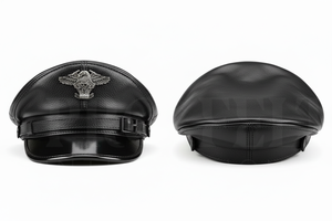Customized Genuine Leather Style Peak Cap Adjustable Classic Visor <b>Hat</b> Comfortable Outdoor Fashion Headwear Uniform Caps - Product Image 4