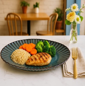 Modern <b>Ceramic</b> Dinner <b>Plate</b> Round Flat Glazed Dark Green Dishwasher Safe Dishes & <b>Plates</b> High Selling At Compitative Price - Product Image 1