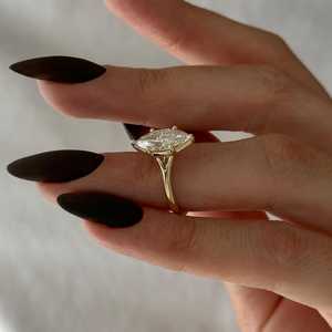2 Carat Marquise Lab Grown Diamond Cathedral <b>Split</b> Shank Dainty Engagement <b>Ring</b> , 14k Gold , 6 Prongs , IGI Certified - Product Image 2