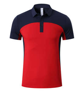 Chemise pour homme en tricot à blocs de couleur, manches courtes, séchage rapide, style sportif, imprimé personnalisable, bleu clair et gris - Product Image 2
