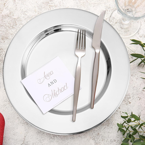 Assiette de Présentation Ronde en Acier Inoxydable Premium pour Décoration de Table de Mariage et Dîners Prestigieux - Product Image 3