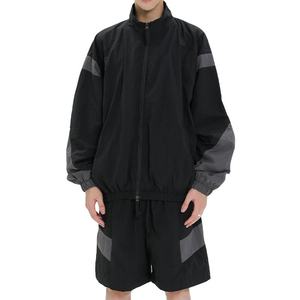Vente en gros de veste coupe-vent zippée en molleton pour homme et ensemble short deux pièces sur mesure - Product Image 1