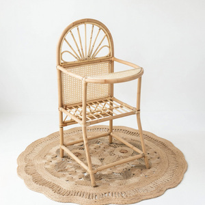 Wooden role play toys rattan doll furniture handmade cane dolls feeding chair mini highchair toy - Product Image 6