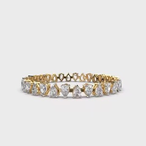 Pristine Pear Diamond <b>Bangle</b> High Quality Moissanite Tennis Chain 925 Sterling <b>Silver</b> 18K Yellow Gold Plated <b>Bangle</b> Tennis - Product Image 2