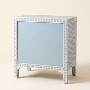 Table de chevet moderne en os incrusté, design treillis marocain, pour appartement, chambre à coucher, mobilier de maison par VIKIS ARTS - Product Image 2