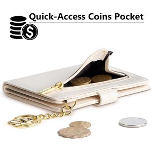 Porte-cartes en cuir pour femme avec blocage RFID, petit portefeuille avec fenêtre d'identification et porte-monnaie zippé - Product Image 3