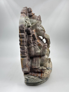 Estatua de Ganesha de Jaspe Picasso Natural Tallada a Mano de 8.5 Pulgadas, Escultura de Cristal, Decoración para el Hogar, Proveedor Mayorista OEM ODM - Product Image 4