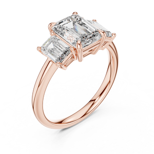 แหวนเพชรทรงเหลี่ยมมรกต 2 กะรัต พร้อมเพชรทรงเหลี่ยมมรกตด้านข้าง 1 กะรัต ตัวเรือนทองคำขาว 18K ชุบโรเดียม ได้รับการรับรองจาก IGI - Product Image 1