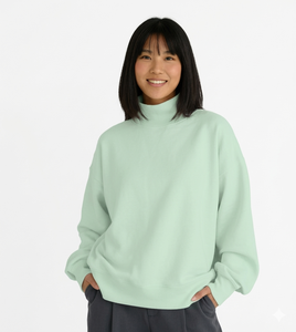 Sudadera de Manga Larga con Cuello Alto Estampado para Mujer, Otoño/Invierno, Logotipo Frontal, Poliéster/Algodón, OEM ODM, Ropa Cálida y Moderna - Product Image 3