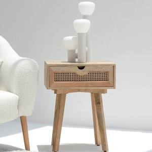 Mesa de Noche Vandana Orion de Mimbre, Mueble de Diseño Moderno con Detalles Tejidos Naturales - Product Image 4