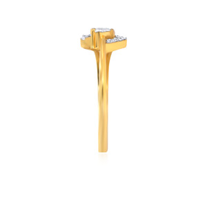 Bague Love Dreamer en diamant, motif Cœur Scintillant, en or jaune 10K, design floral ouvert avec pierres de diamant en forme de cœur 0,25 CT - Product Image 3