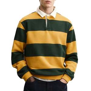 Polo de rugby à manches longues pour homme, rayures cousues, prix compétitif, logo brodé personnalisé, rayures personnalisées. - Product Image 4