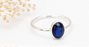 <b>Blue</b> Sapphire Solitaire <b>Ring</b>, 925 Sterling Silver <b>Ring</b>, September Birthstone Gift for Her - Product Image 3