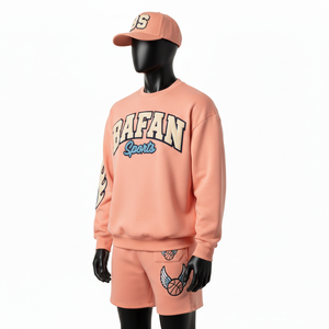 Conjunto de Sudadera y Pantalones Cortos de Forro Polar de Algodón para Hombre, Transpirable, Suave al Tacto, con Logotipo Personalizado - Product Image 4