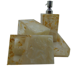 Resin Material <b>Bathroom</b> Accessories <b>Set</b> of 4 <b>Soap</b> <b>Dispenser</b> Marble Finish Unique <b>Bathroom</b> <b>Set</b> Tray for Towel & Tissue Toothbrus - Product Image 1