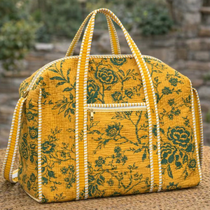 Bolsa de lona de algodón hecha a mano con estampado de bloques, estilo bohemio vintage indio, diseño acolchado, bolsas de compras con estampado único, compañero de viaje - Product Image 1