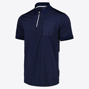 เสื้อเชิ้ตแขนสั้นสีน้ำเงินกรมท่าสำหรับผู้ชาย ผ้าเทอร์รี่ มีกระเป๋า ลายพิมพ์ ดีไซน์บล็อกสี สไตล์ทางการ แห้งเร็ว ผ้าถัก - Product Image 2