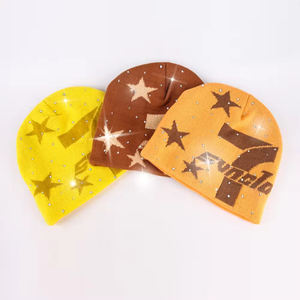 หมวกบีนนี่แจ็คการ์ดคุณภาพสูง ปักโลโก้ได้ตามต้องการ ขายดี หมวกไหมพรมฤดูหนาว หมวกชายหาดทรงสลัชชี่ ประดับคริสตัล ฟรีไซส์ ระบายอากาศได้ดี - Product Image 5