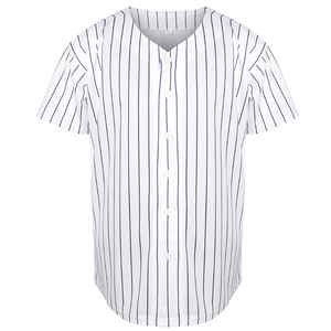 Maillot de baseball blanc à fines rayures pour homme, manches courtes, boutons sur le devant, coupe classique, respirant, polyester, vêtements de sport, taille adulte - Product Image 6