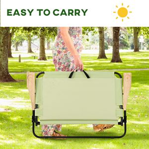 Sedia da Campeggio Pieghevole per 2 Persone con Braccioli in Legno, Verde, per Spiaggia e Viaggi all'Aperto - Product Image 6