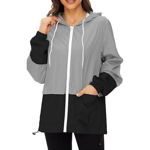 Packable Woven <b>Women's</b> Windbreaker Jacket Waterproof Lightweight <b>Hooded</b> <b>Raincoat</b> <b>for</b> Travel Hiking Customizable - Product Image 2