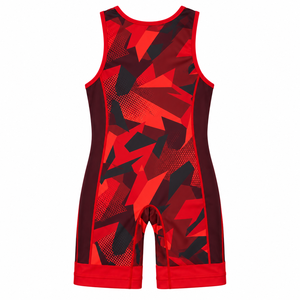 Traje de Lucha Libre Personalizado para Mujer, Transpirable, Rojo y Negro, con Estampado por Sublimación, Elástico, de Spandex y Poliéster, para Artes Marciales - Product Image 5