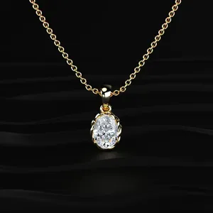 Pendentif solitaire en diamant de taille ovale, best-seller, en or, diamant de laboratoire, couleur D-E, clarté VVS-VS, IGI. - Product Image 3