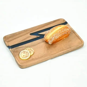 Woodique Feast Tray Handmade Wooden <b>Serving</b> Tray <b>Set</b> With Ginkgo Leaf Design Square Plates And Bowl Wabi Sabi Style <b>Dishes</b> - Product Image 2