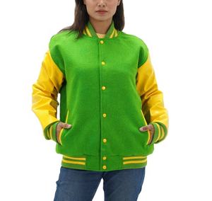 Veste universitaire d'hiver en laine de haute qualité pour femme, respirante, écologique, avec broderie, tricotée, tissée, manches en cuir et lin, vente en gros - Product Image 1