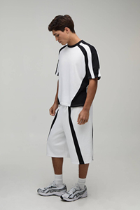 <b>Knitted</b> Polyester / Cotton Casual Men's T-Shirt <b>Set</b> OEM Men's Summer Crew Neck 2 Piece Outfit T-Shirt Shorts <b>Set</b> Fashion - Product Image 6