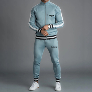 100% Polyester Men Zipper Tracksuit for Men Side <b>Strips</b> Fashion Sportswear Street Wear - Product Image 4