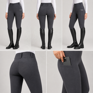 Damen High-Waist Jodhpurs Reithose mit Vollbesatz Reitbreeches aus Stretch-Polyester-Spandex OEM - Product Image 2