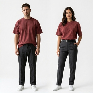 T-shirt Homme Grande Taille 100% Coton Qualité Supérieure Personnalisable Impression Numérique Logo 220gsm Col Rond Uni Coupe Boxy - Product Image 2